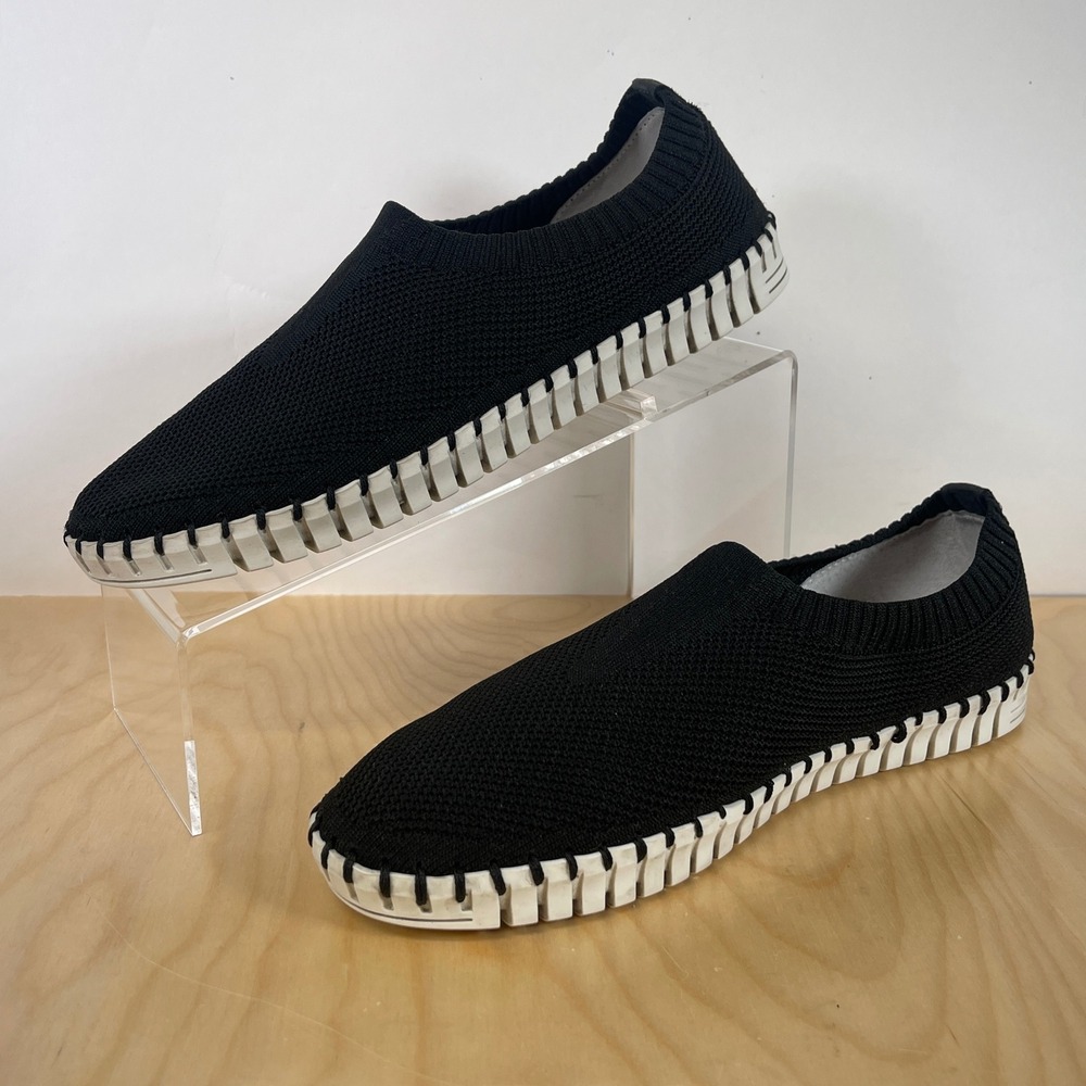 Eric Michael Women's Black Knit Slip On‎ Casual Comfort Shoes Loafers